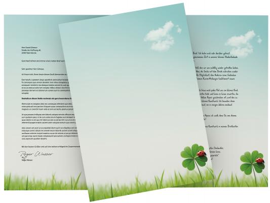 Motivpapier Kleeblatt Briefpapier mit Motiv